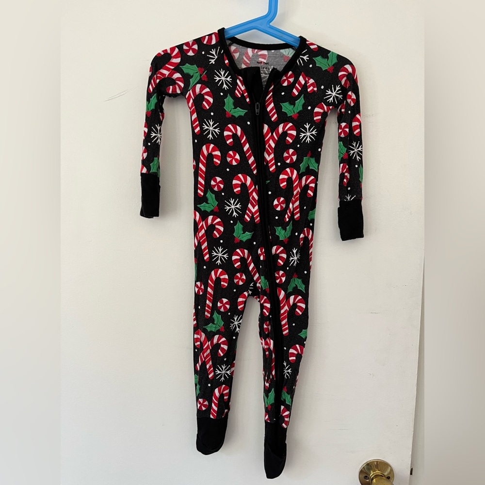 ☘️ 3 for 33 ☘️ Little Sleepies Festive Candy Cane One Piece - Red, Green, Black